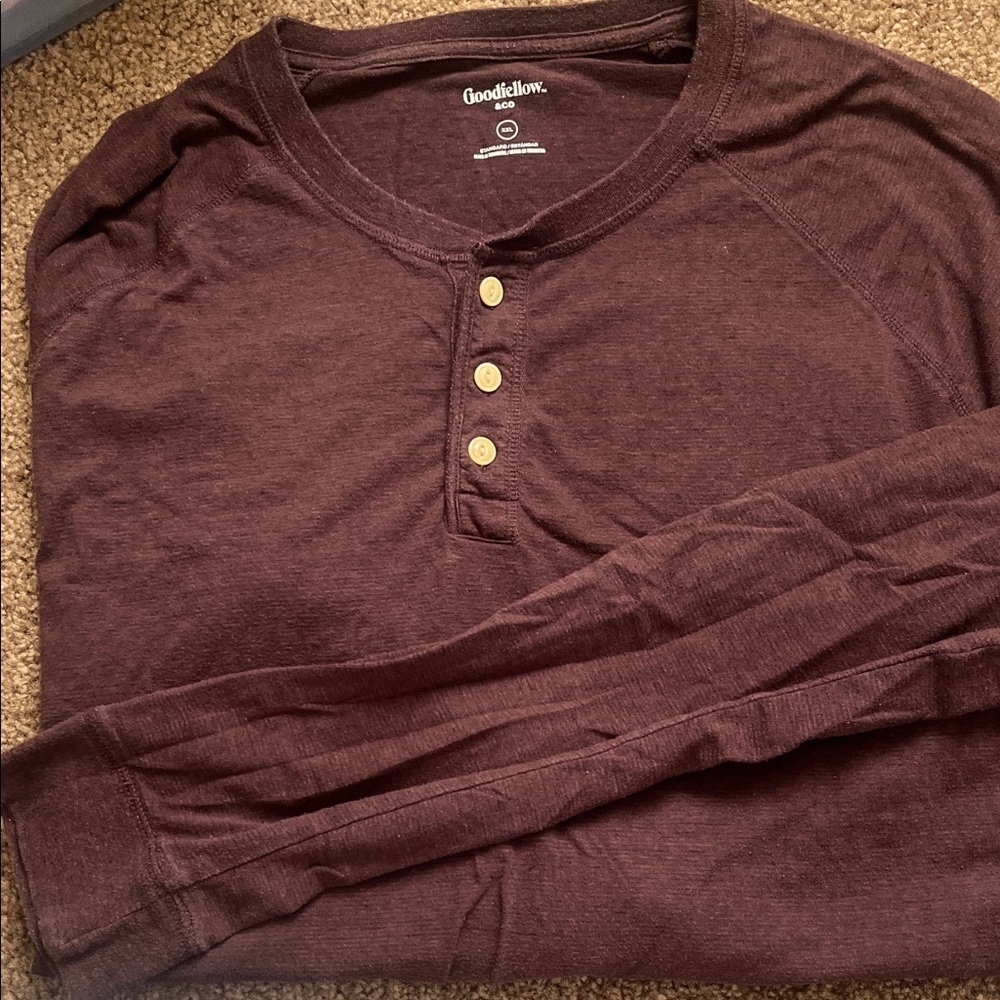 Goodfellow & Co Men's Long-Sleeve Henley - Maroon